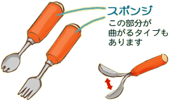 スポンジ付きスプーン、フォークのイラスト